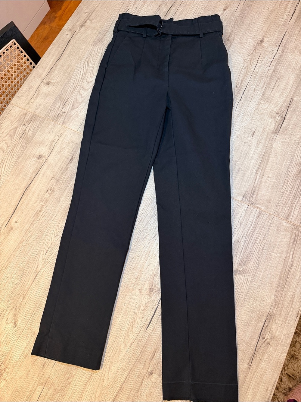 Babaton Black High-Rise Paperbag Trousers